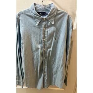 Polo Ralph Lauren Womens Chambray Button Down Shirt Blue Pony Size 12 Oxford 80s